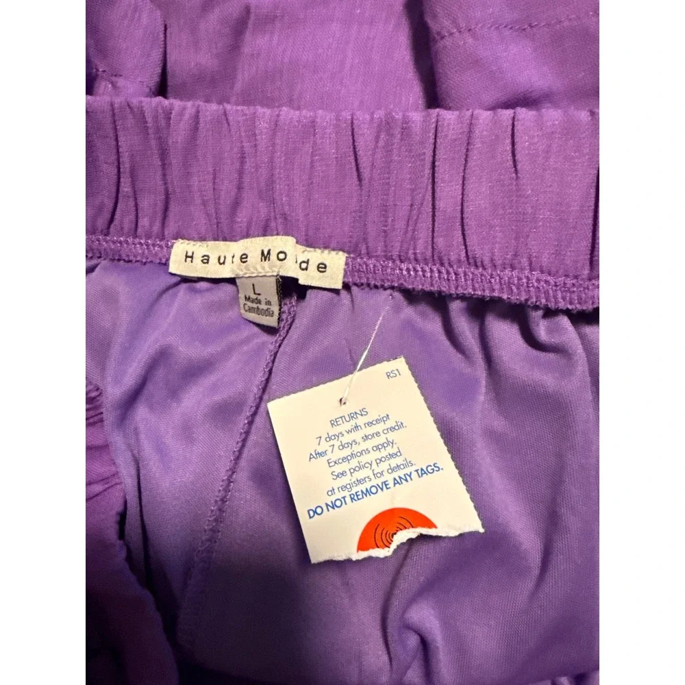 Haute Monde Women's Purple Sz L Pleated Skorts Summer Preppy Academia Beachy Y2K